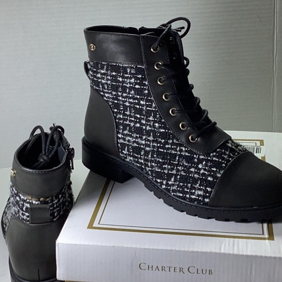 Charter Club Vandelle Womens Zip up Ankle Combat & Lace-up Boots, - Picture 10 of 12